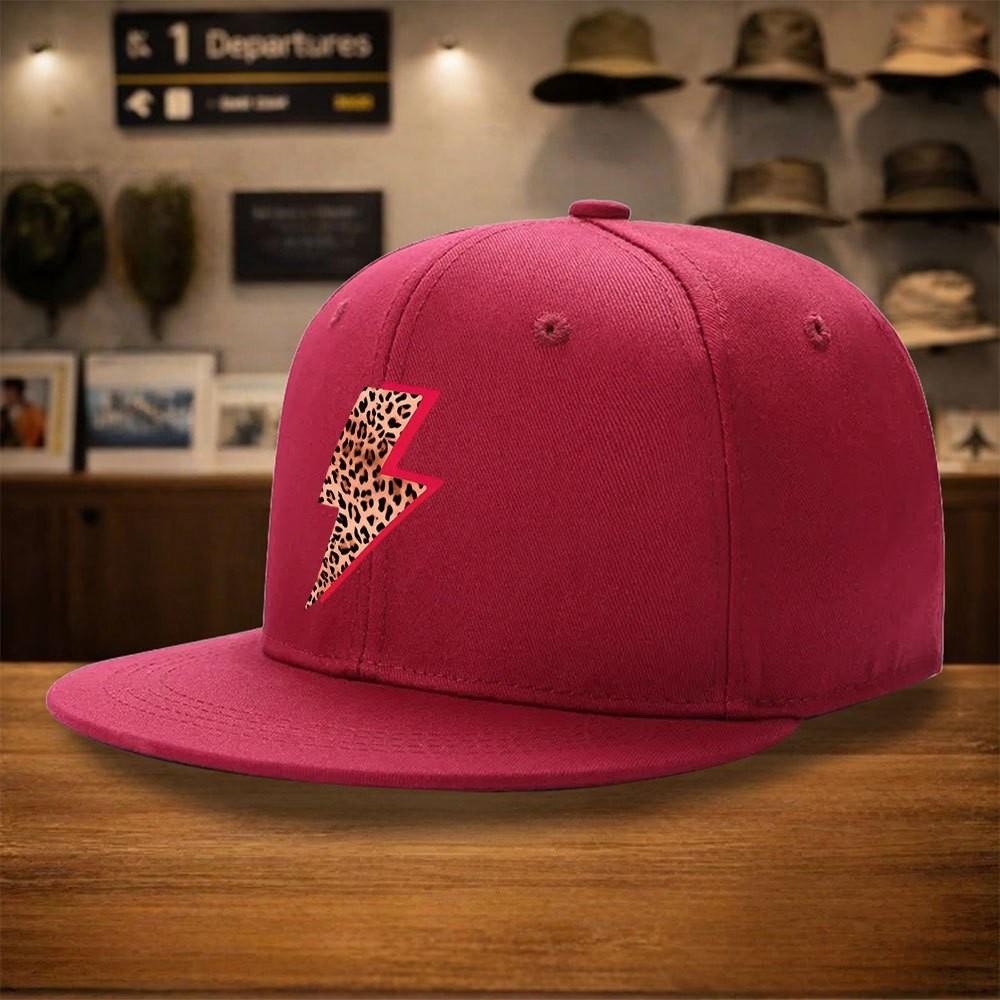 Leopard Print Lightning Baseball Cap Unisex Polyester Adjustable Casual Street Snapback Hat One Size