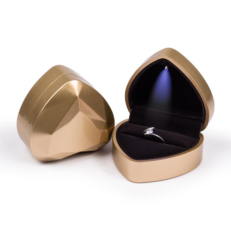 Heart-shaped Led Lighted Jewelry Box, Diamond Ring Gift Storage Packaging Box, Ring Box