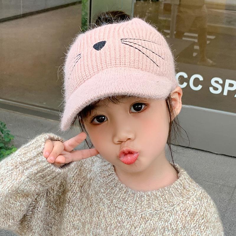 

Шапка шерстяная с открытым верхом для защиты ушей, для девочки, с бантом, вязаная, с козырьком, для детей 3-10 лет, зимняя, теплая, с наушниками, детская шапка-бини A6 розовый