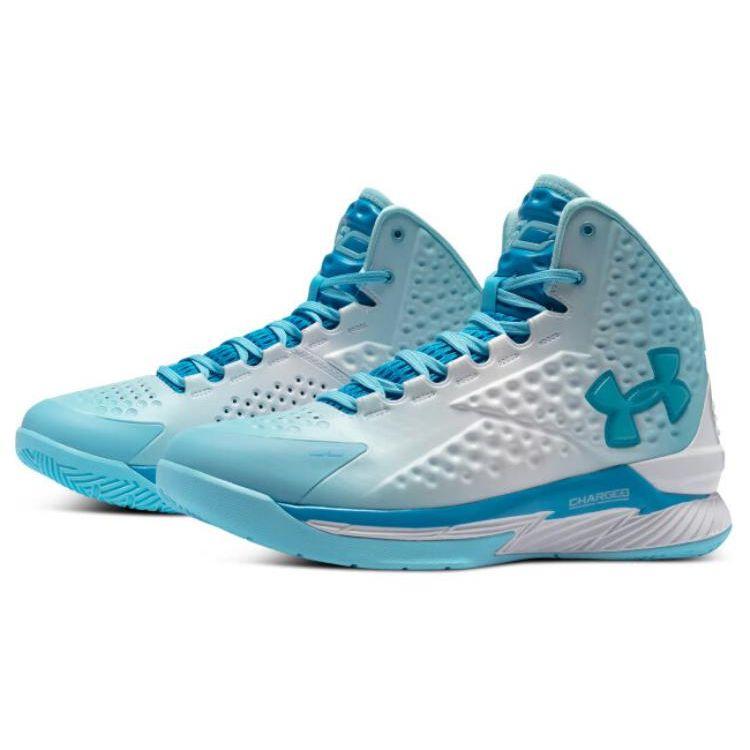 Under Armour Curry 1 Retro Mouthguard Men Sneakers Blue Capri Sky-Blue 3024397-400