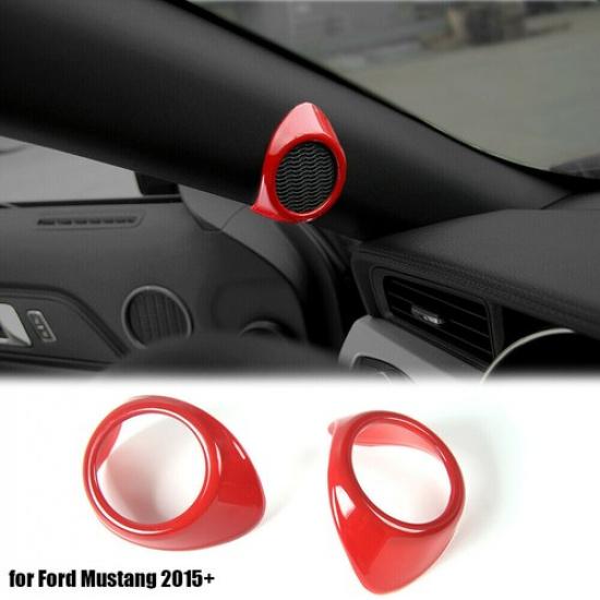 

Red A-pillar Speaker Decoration Ring Cover Trim for Ford Mustang 15+ Accessories