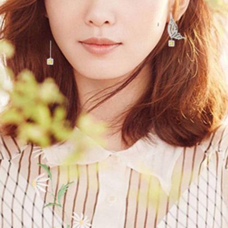 Temperament Earrings Design Sense Long Wings Ab Asymmetric Butterfly Earrings