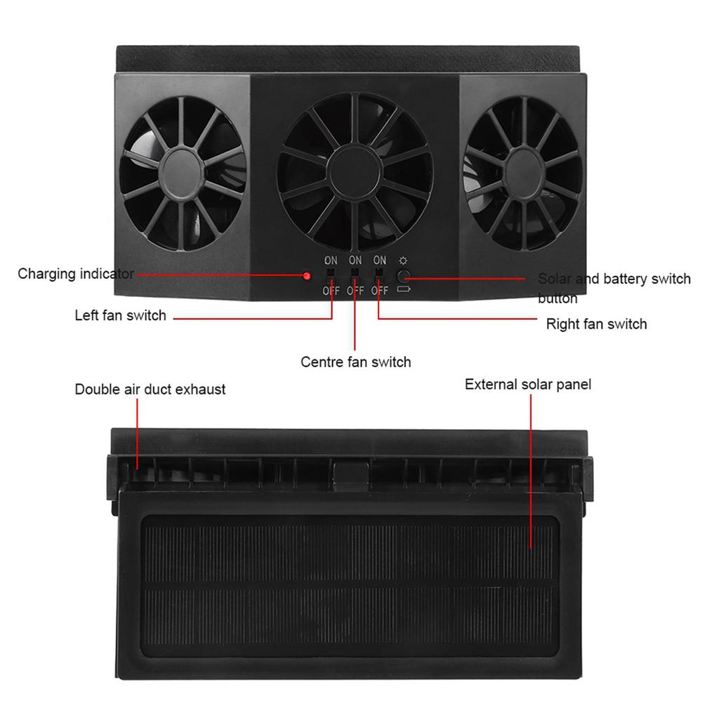 Tragbarer solarbetriebener Autoventilator Automobil-Lüftungsschlitz Belüftungskühlventilator