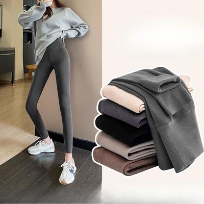 Women's Polar Fleece Thermal Pants Autumn Winter High Waist Tight-Fit Double-Sided Brushed Seamless Fleece-Lined Thickened Warm Base Layer Leggings