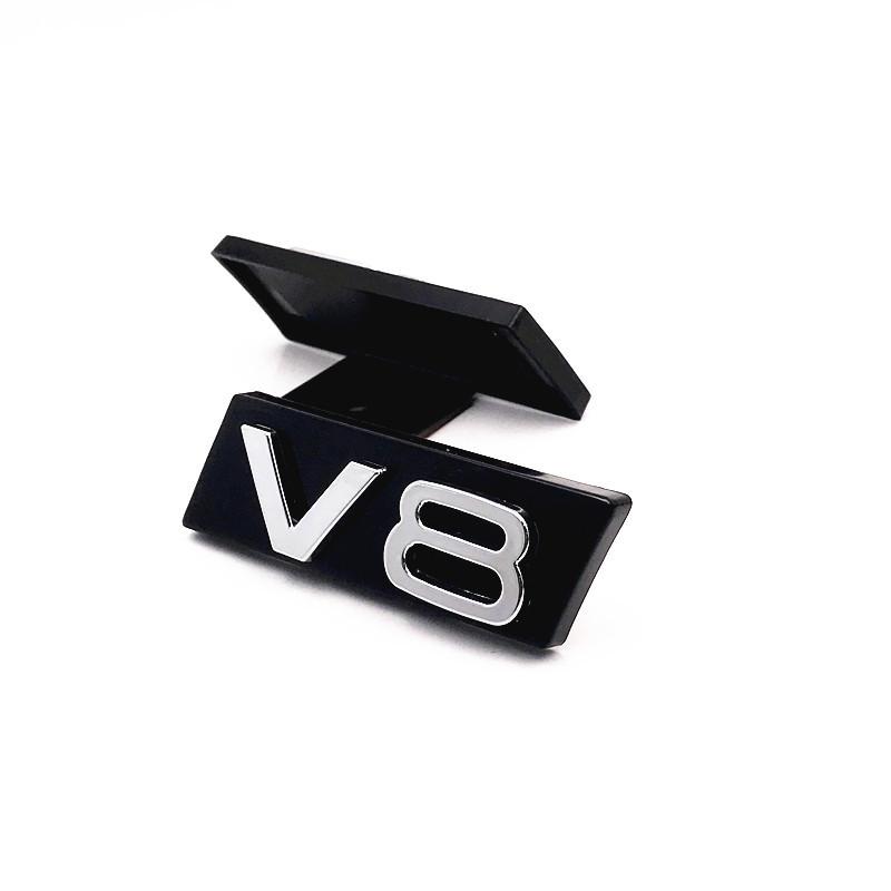 The car logo emblem sticker V6 V8 W12 For 05Y A3 A4 A5 A6 A7 A8 Q3 Car Front Grille Emblem Badge Y05