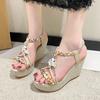 Fashion New Summer Thick Wedge Form Sandals 2025 Stylish Color Open Toes Hollow Women's Shoes Bohemian Platform Sandals Zapatos De Mujer