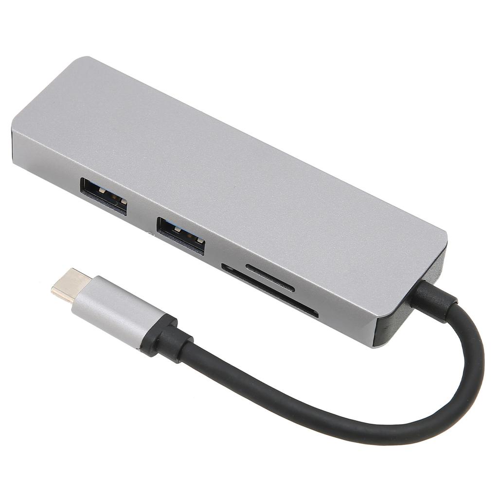 USB C Splitter Silber Sofortige Erweiterung 5 Gbit/s Geschwindigkeit 4K Videoausgabe Speicherkartenunterstützung Metallmaterial 5 in 1 Hub
