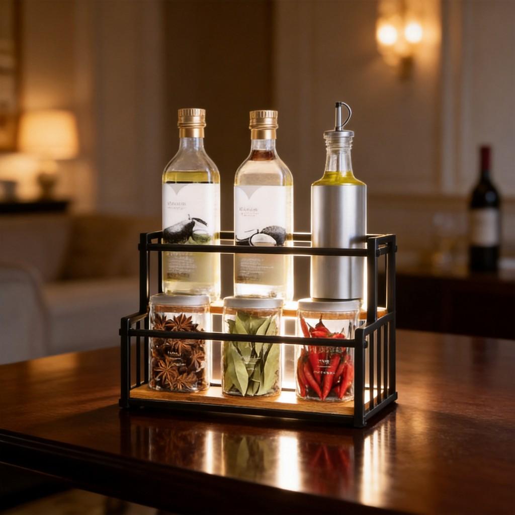 Wooden Wine Rack With Metal Frame For Home Bar Storage And Vintage Decor
