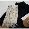 Plaid Imitation Cashmere Scarf for Women Winter New High End Versatile Shawl Student Warm Scarf White