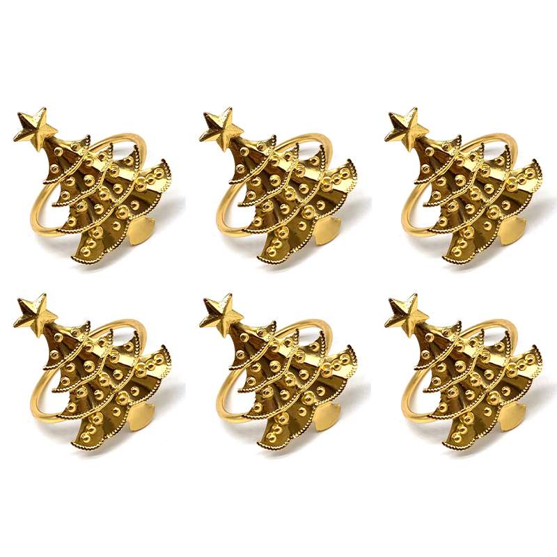 6 шт., рождественские держатели для колец для салфеток, украшения рождественского стола, металлическая пряжка для салфеток, Свадебная вечеринка, круг для салфеток, посуда для ужина