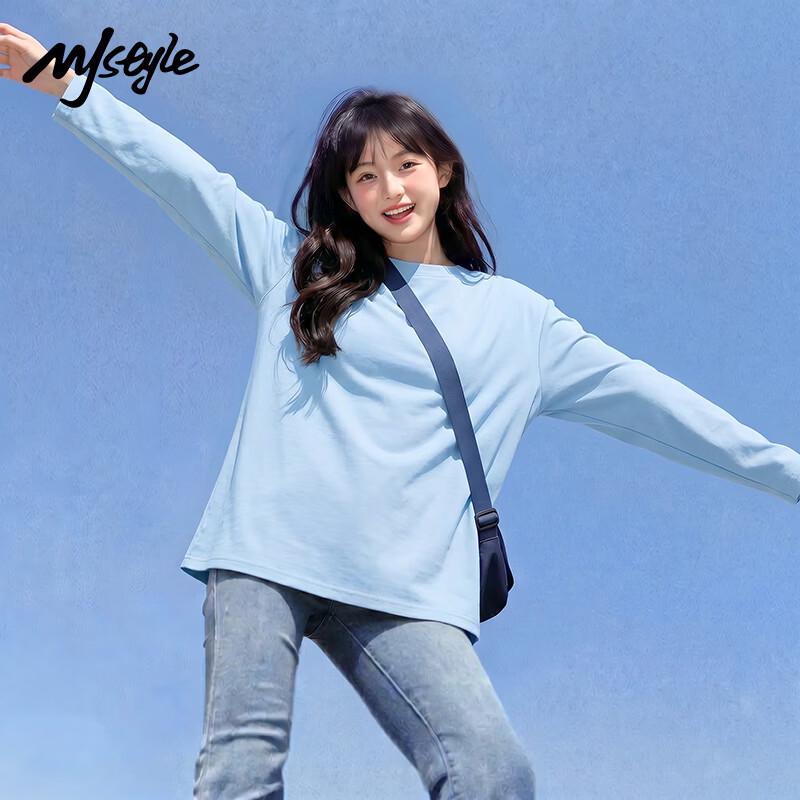 MJ STYLE Women's Pure Cotton Long Sleeve Round Neck T-Shirt