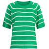 Shop   Women Round Neck STriped Boucle ShorT Sleeve KniT T shirT Navy Frb Wkn   