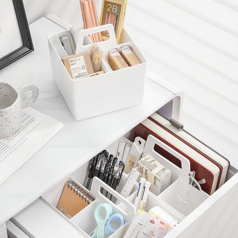 Large Capacity Rectangular Four-Compartment Stackable Desktop Organizer