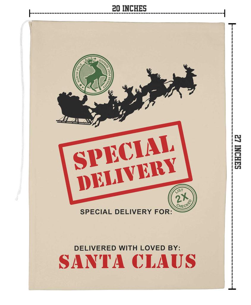 Printtoo 2 Pcs Santa Gift Sack For Kids Presents Xmas Bag Christmas Sack Personalized Bags Large 27x20 Inch