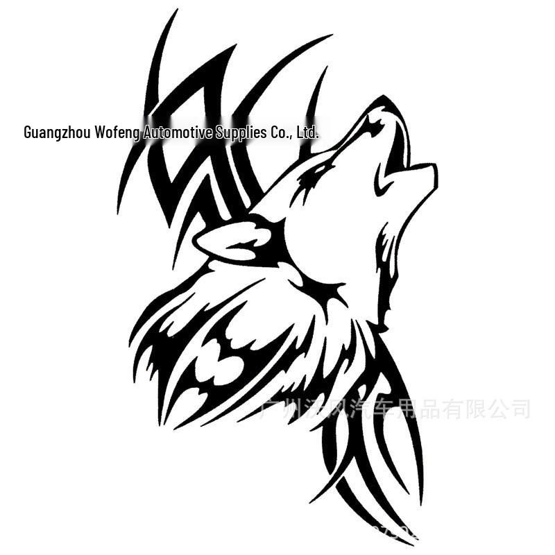 Wolf Tribe Totem Car Sticker - Engine Hood and Body Decal with Wolf Head Graphic D410