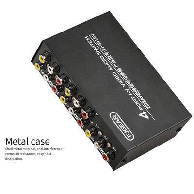 FJ-401AV AV Switcher 4 Into 1 Out Av RCA Head Interface Audio and Video Switcher Multi-Function 4-Way AV Switcher