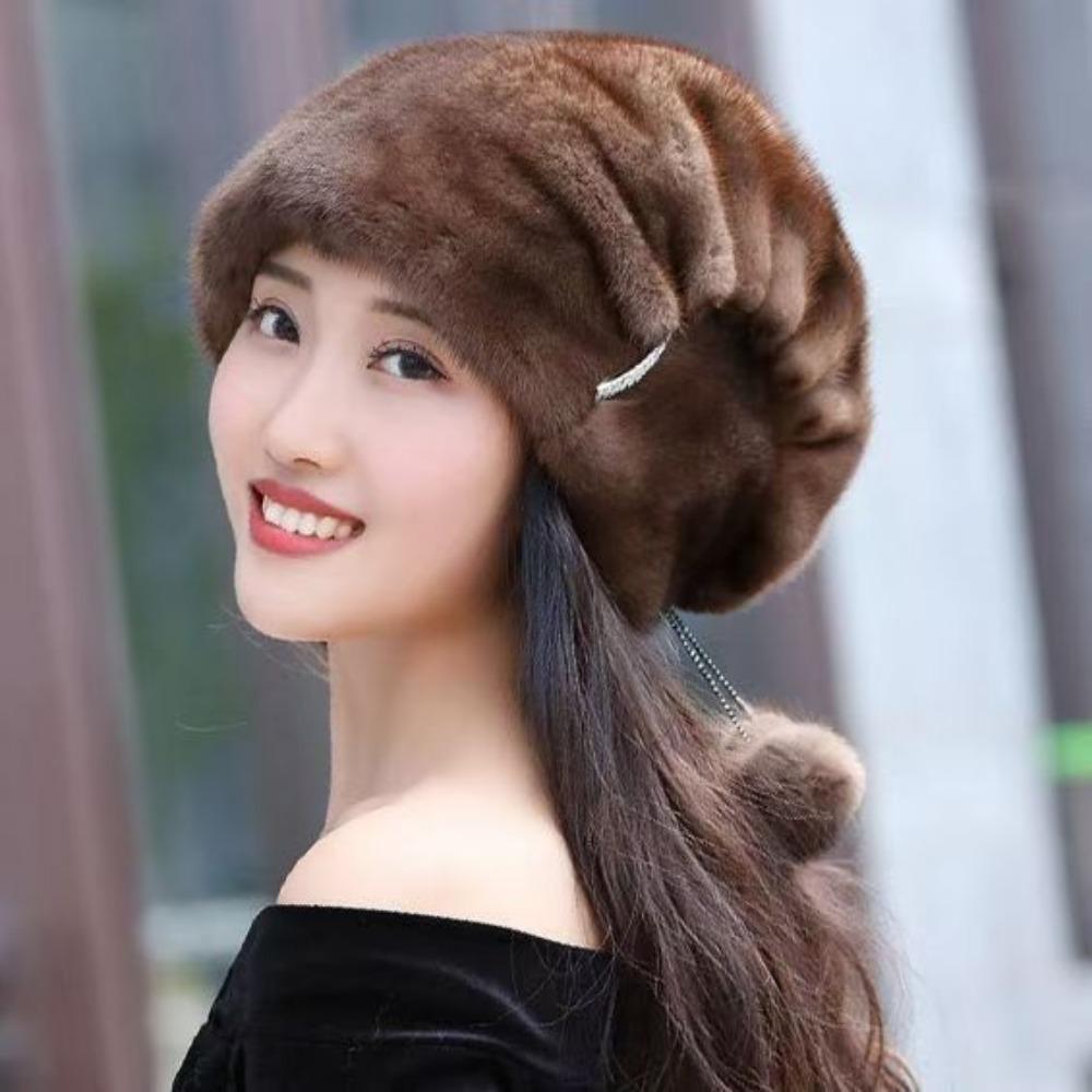 

Новая шляпа-цилиндр из искусственного меха норки, меховая шляпа, женская зимняя модная теплая шляпа для среднего и пожилого возраста, трендовая шляпа Coffee color