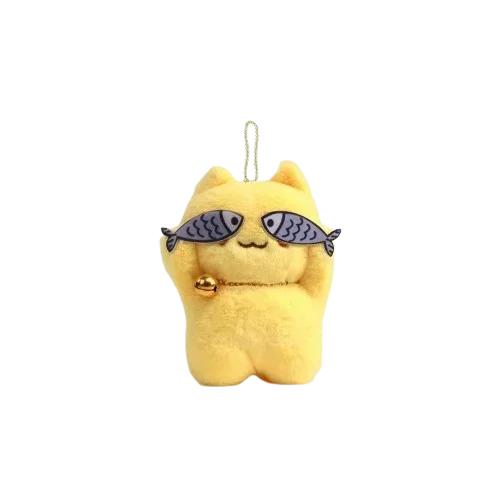 Plush Shy Cat Keychain Cute Bell Backpack Pendant Keyring Handbag Charm Girl Gift Fluffy Kitten Pendant Bag Accessory