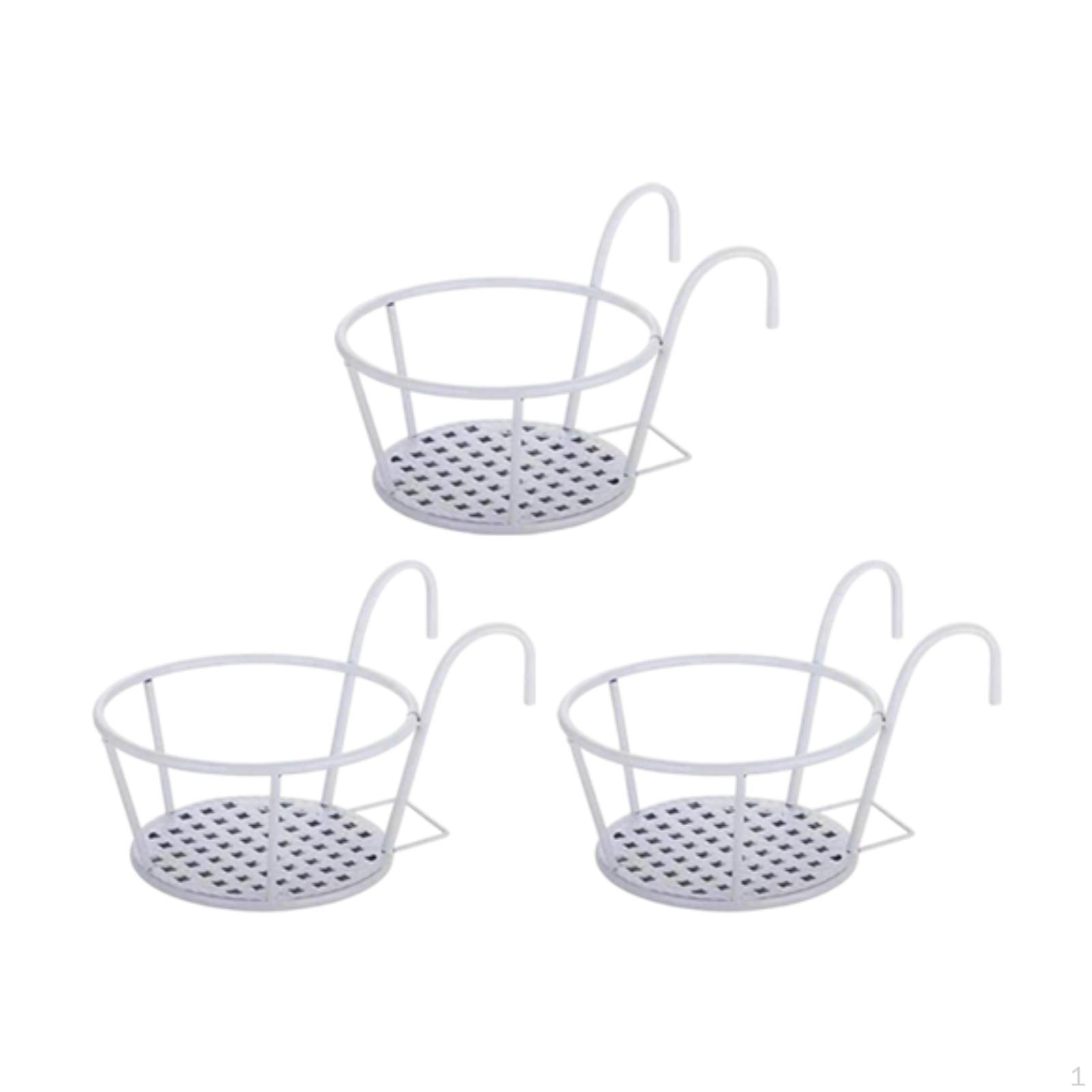 

3 Hanging Baskets for Railing Plant Holder Round Design Home Office
