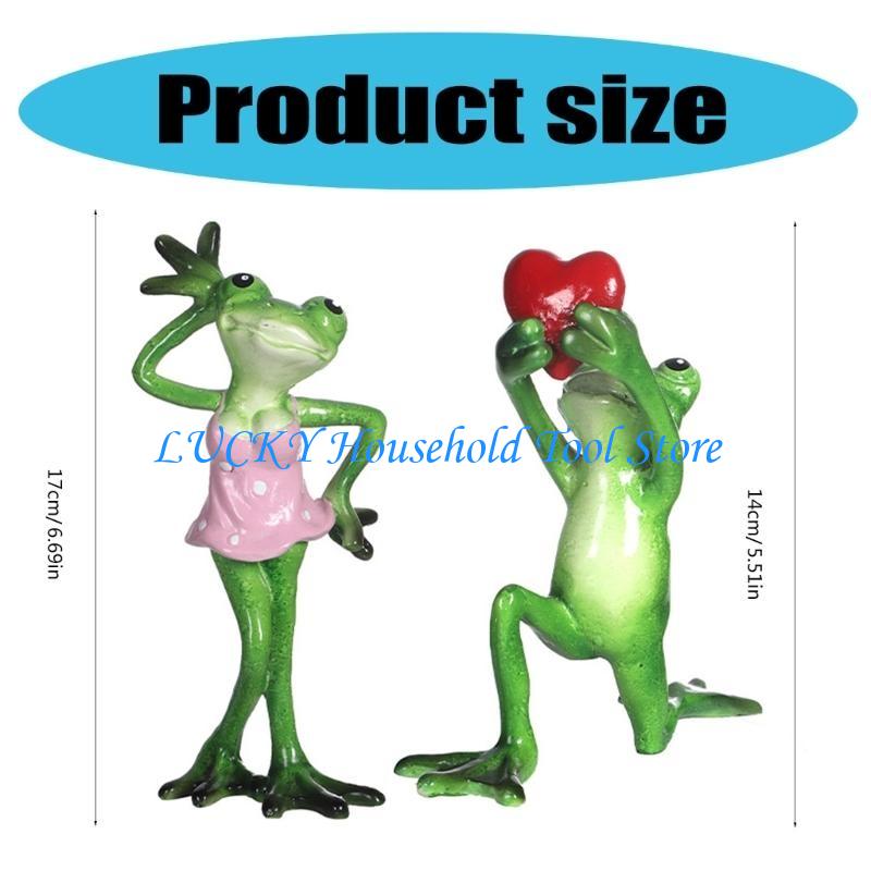J0MC Resins Couple Lover Frogs Figurine Wedding Funny Creative Love Declarations Frogs