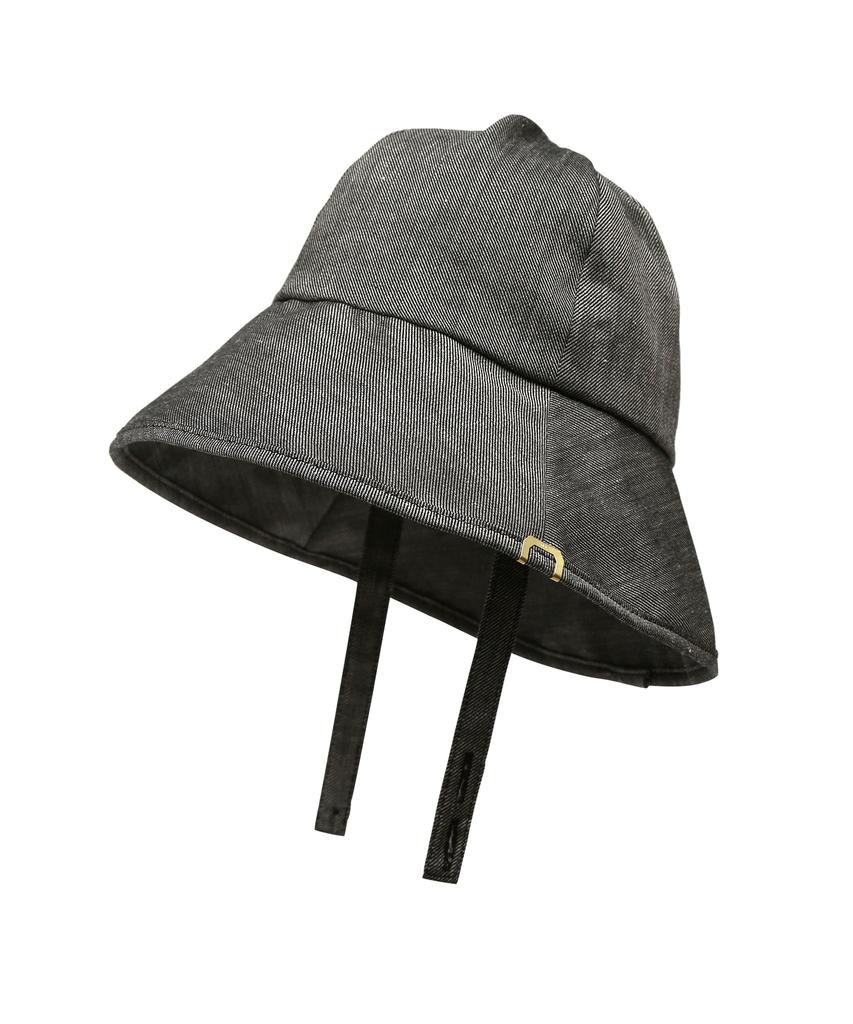 Eondeokeonteulolseutyudio Strap Bucket Hat / Linen Tw / B Black