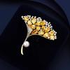 Elegant and Exquisite Ginkgo Leaf Brooch, Crystal Corsage, Light Luxury and Niche Design Sense Brooch