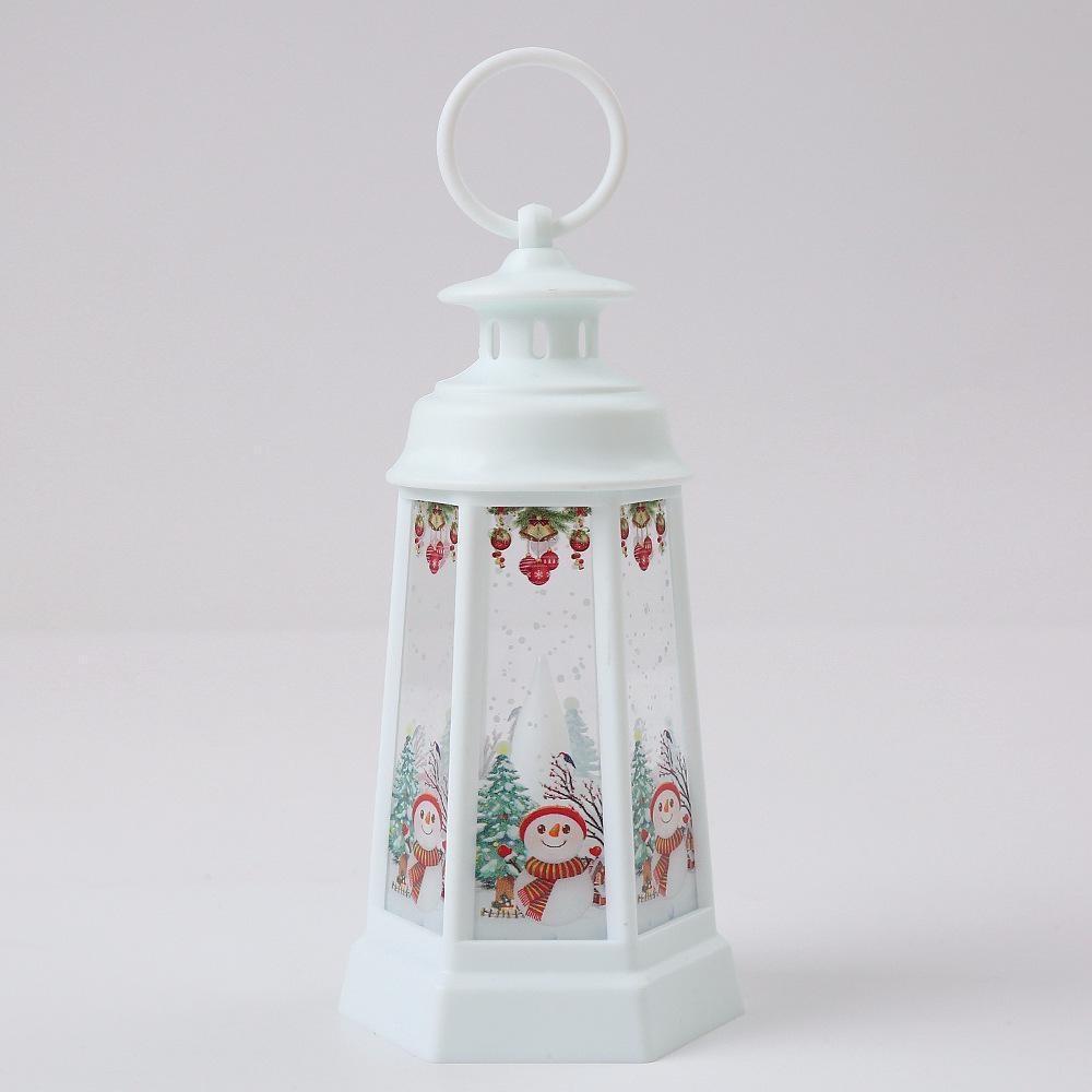 Christmas Santa Lantern Wind Light Retro Style Battery Powered Decorative Lantern Hanging LED Light snowman белый