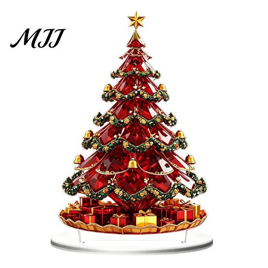 Ferris Wheel Display 2D Acrylic Christmas Tabletop Decoration, Festive Village Scene Ornament Playground Theme with Snowman & Trees, Holiday
