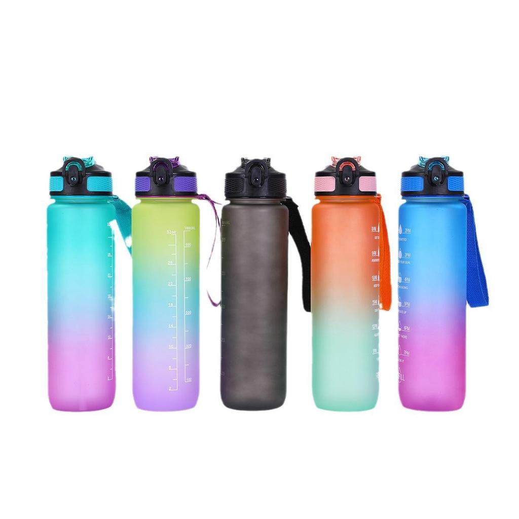Gradient Color Leak-Proof Sports Water Bottle - Large Capacity, Portable, Pop-Up Lid for Outdoor and Office Use