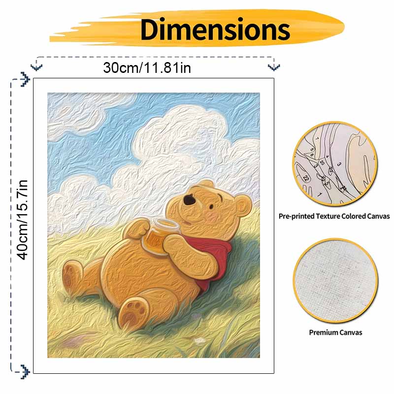 Disney Winnie the Pooh Eating Honey Digital Oil Painting Art Kit Hand Painted Home Decor