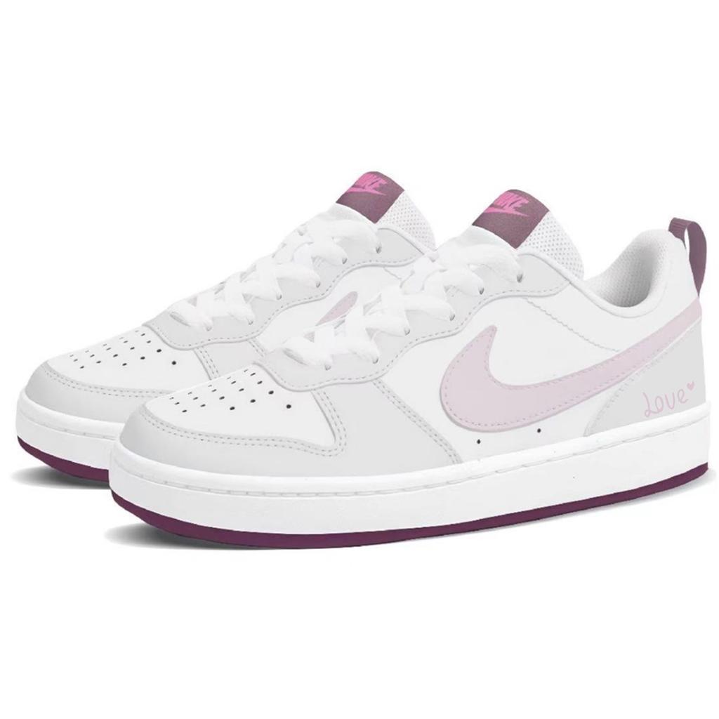 Nike Court Borough 2 Abrasion Resistant Slip Resistant Low top Skateboard Shoes Women's Pink White BQ5448-015(Team976-SBOX)