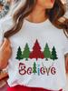 Women's Tops Christmas Short Sleeve Tees Female Summer Beach Funny Cartoon Santa Reindeer Printed T-Shirt Regular Graphic Female