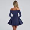 European and American Autumn and Winter Small Fragrance Style Elegant Slim Fit Waist Cinched A-line Long Sleeved Dress