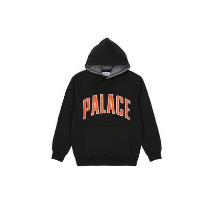 Palace Mikina s kapucí a velkým logem s potiskem písmen a kapsou Unisex Mikina Černá P20CS069