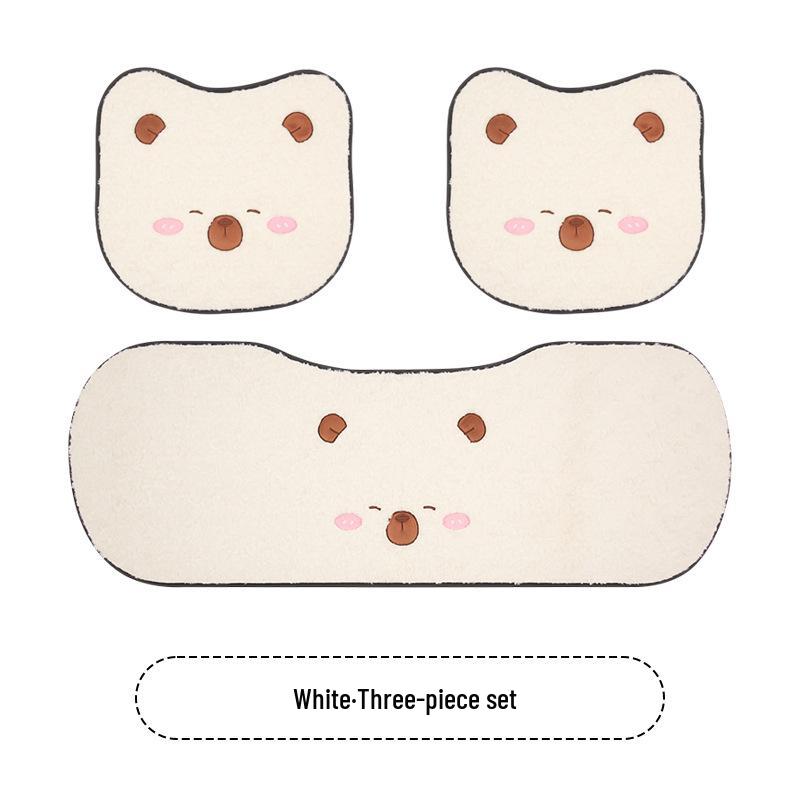 Cartoon Cute Capybara Winter Plush Car Seat Cushion for Cadillac CT5, Aoge XT4, XT5