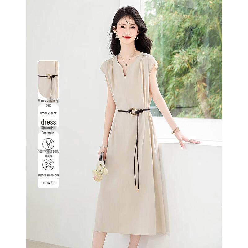Fleeting Years Elegant V-Neck Midi Dress L