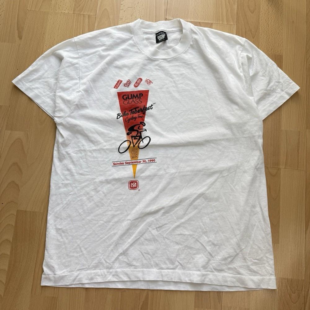 Vintage 1990 Biketoberfest Cycling Tour Graphic White Single Stitch TShirt Unisex T-Shirt XXL