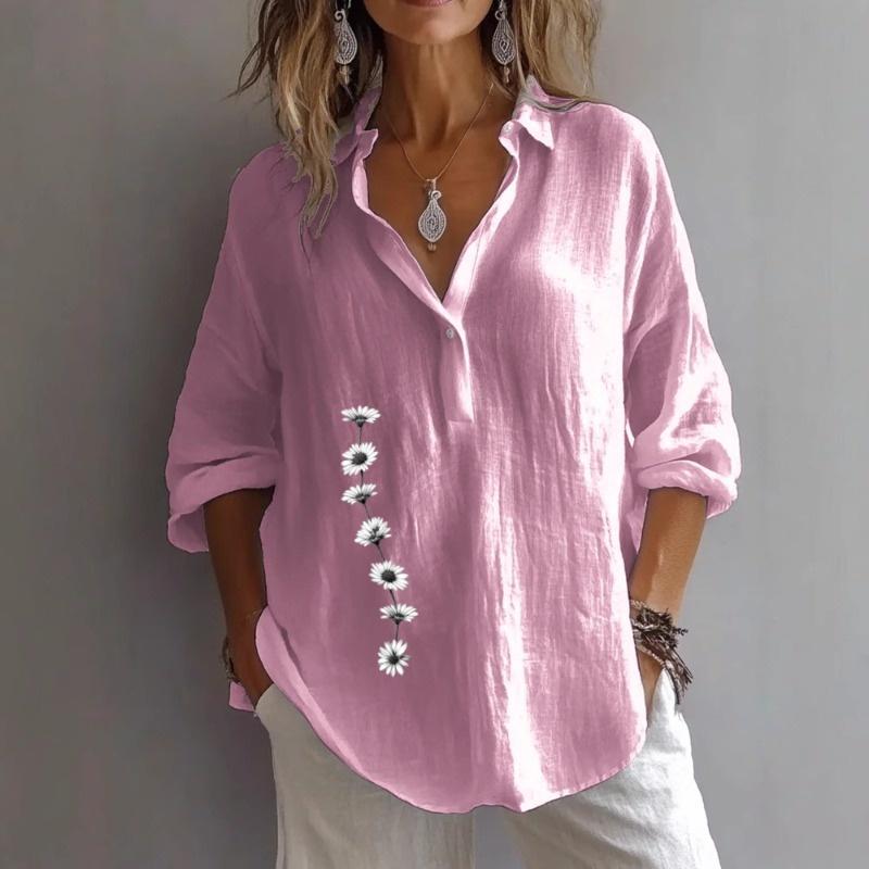 QICED Damesmode Casual Blouses & Overhemden met Lange Mouwen en V-hals
