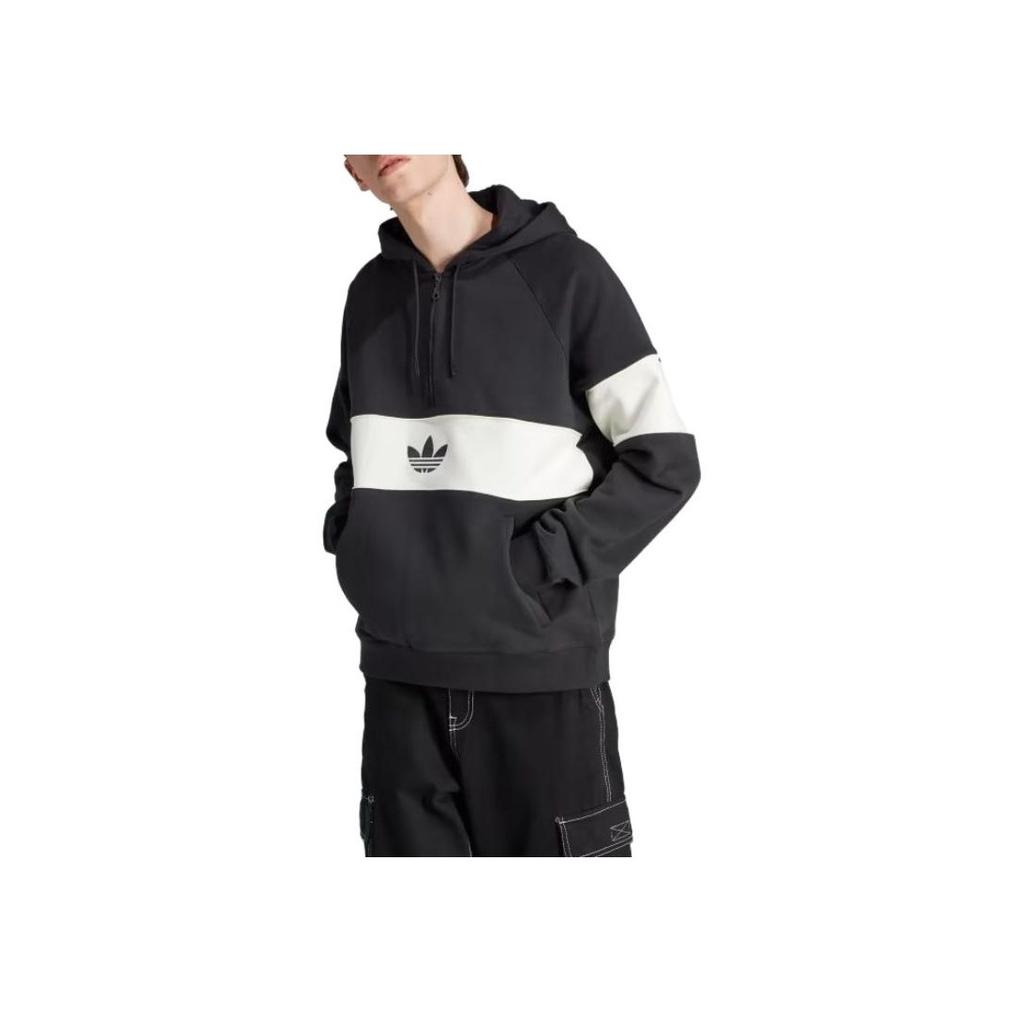 Adidas Originals Color Block Half Zip Hoodie Men Hoodies Black IP9488