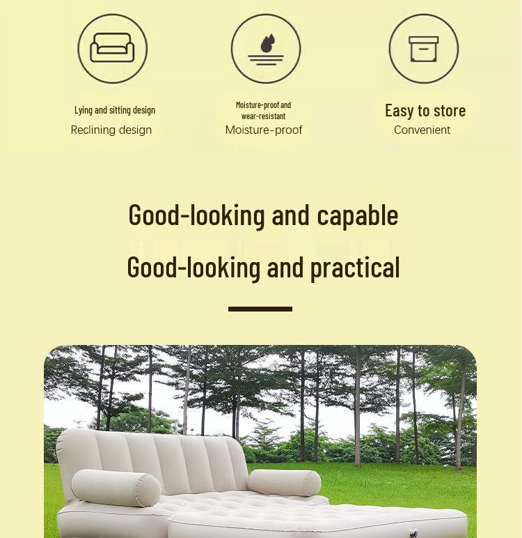 Outdoor Inflatable Sofa Recliner - Portable Air Mattress & Patio Furniture