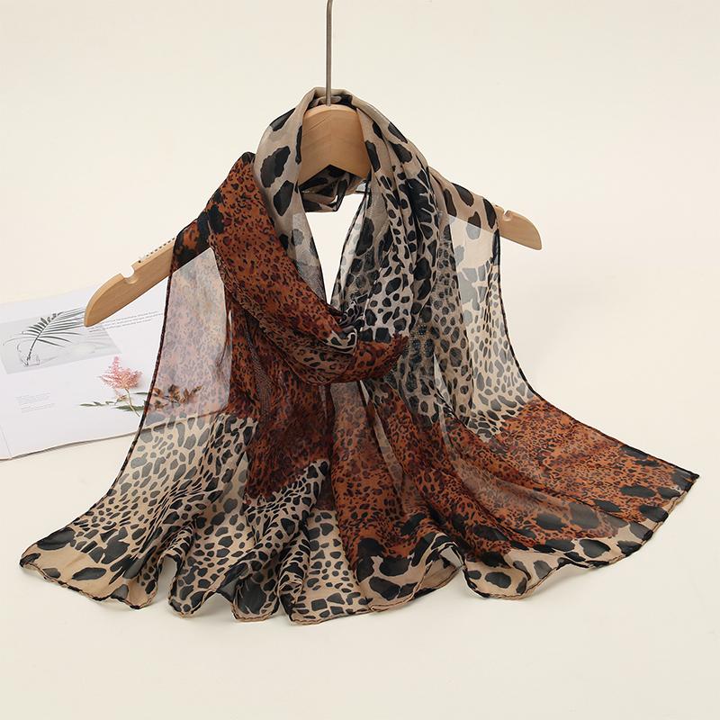 50X160cm Echarpe Fine En Mousseline De Soie Imprimee Leopard Pour Femmes Musulmanes, Chales Hijab, Enveloppes Respirantes