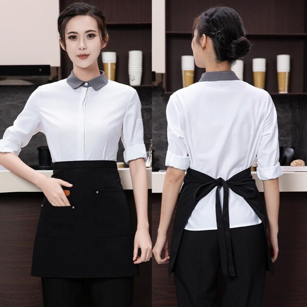 Multi-pocket Kitchen Apron Canvas Working Clothes New Waitress Apron  Restaurant Use