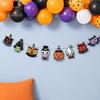 Halloween Party Decorations 8Pcs Bunting Banner, Pumpkin Ghost Bat Witch Cartoon Hanging Garland, Indoor Holiday Wall Banners Retro Wooden Flag