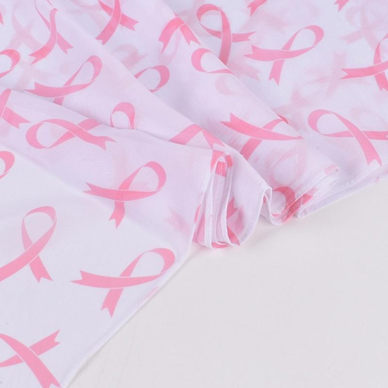 Classical Scarfs for Hot Summer Cool Neck Wrap Pink Ribbon Print Skin-friendly Scarves for Mother Sunproof Supplies