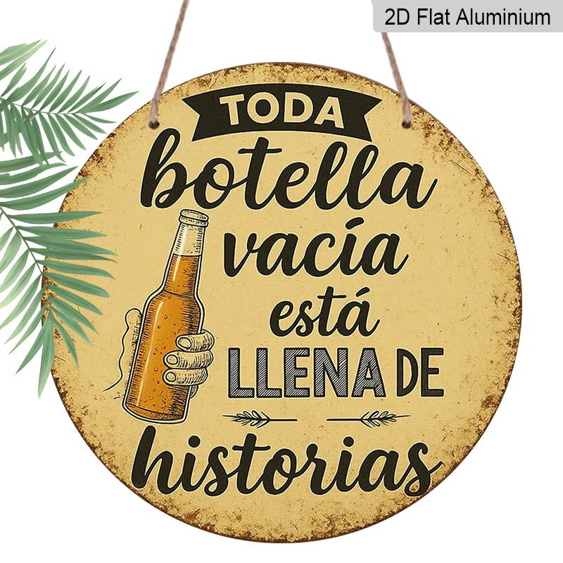 

2D Flat, 1pc Hand-Painted Beer Bottle and Text Decorative Pattern, 7.87x7.87inch Aluminum Round Outdoor Plaque, Perfect for Bar and Restaurant 1pc