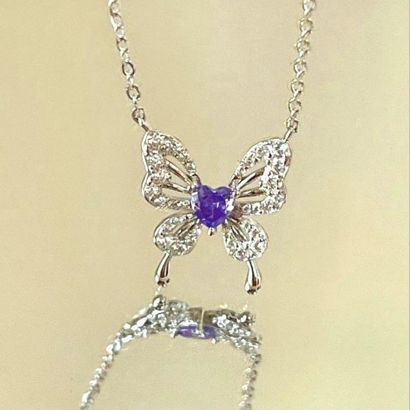 2026 Korean Fashion Fairy Feather Zircon Pendant Necklace Girls Elegant Necklace Women Clavicle Chain Jewelry Gift