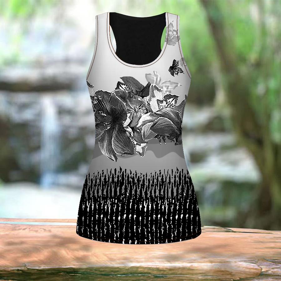 3D Large Blooms Print Women Workout Yoga Gym Printed Summer Sport Shirts Plus Size Vests