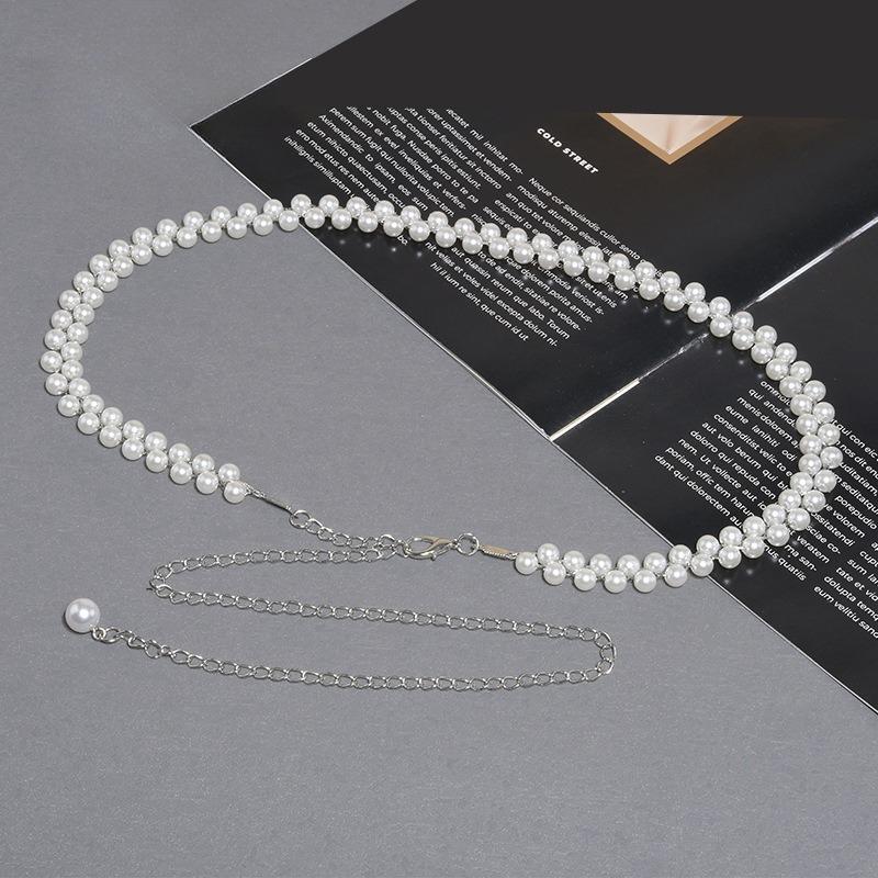 

Belt Retro Pearl Waist Chain Women s Ins Style Simple Temperament Fashionable Pearl Chain Belt