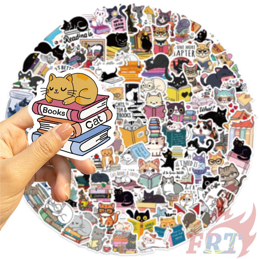 100Pcs/Set Funny Reading . Cats & Books Stickers DIY Fashion Decals Stickers