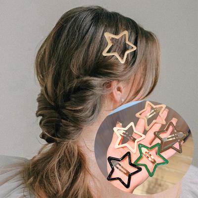 Cwllrn 5 Pcs Hollowed Pink Star Hair Clips Star Snap Hairpins Sweet Headpiece Hair Barrettes Hair Accessories for Girls Dropship
